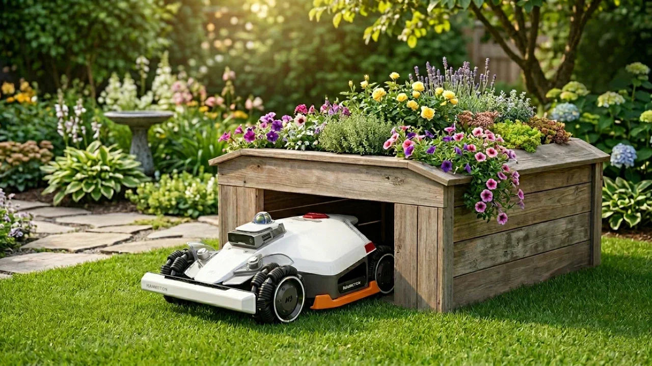 diy robot mower garage