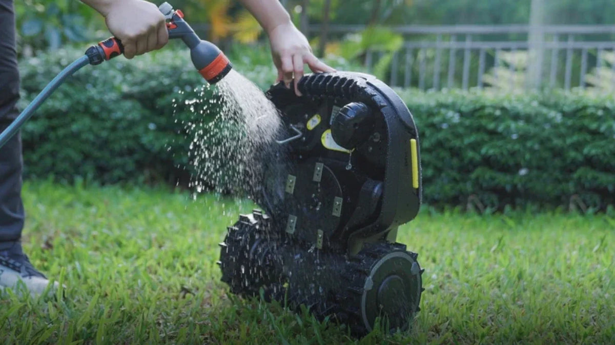 how to clean a robot lawn mower